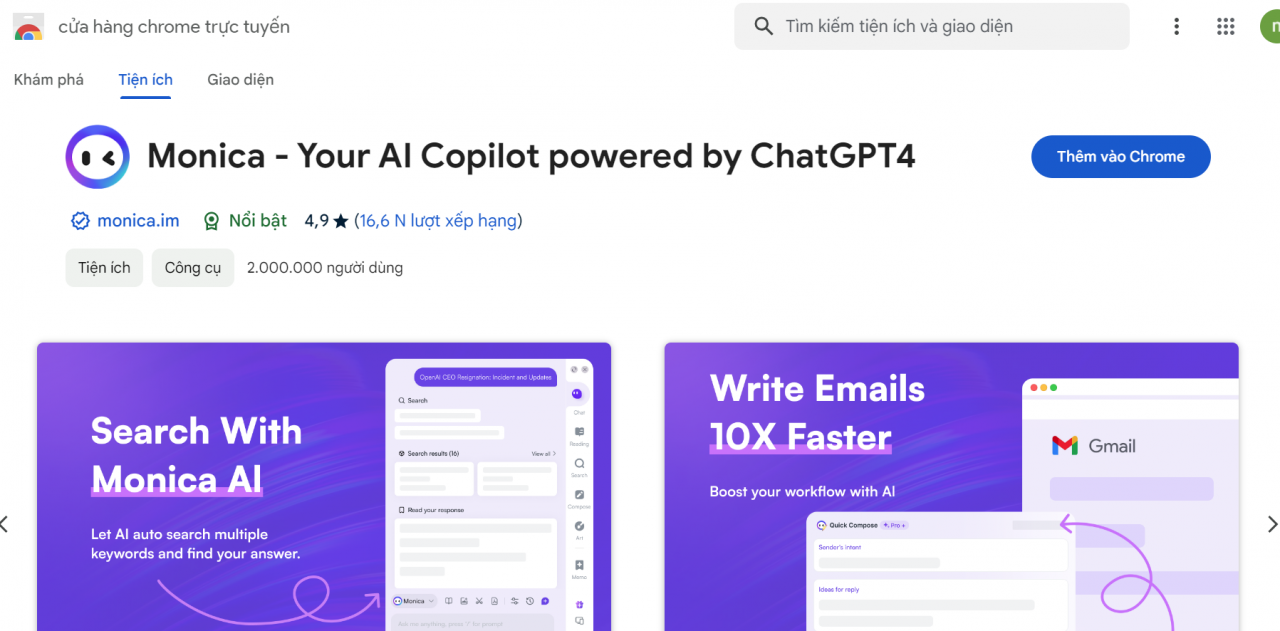 Cách cài đặt Monica AI extention