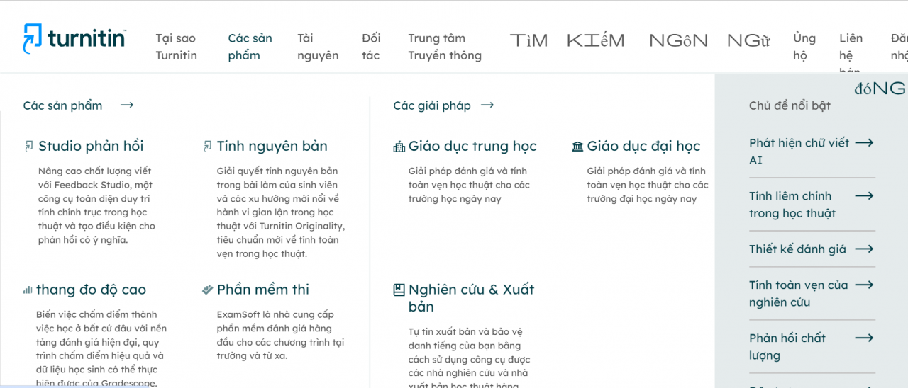 Đặc điểm nổi bật của Turnitin 