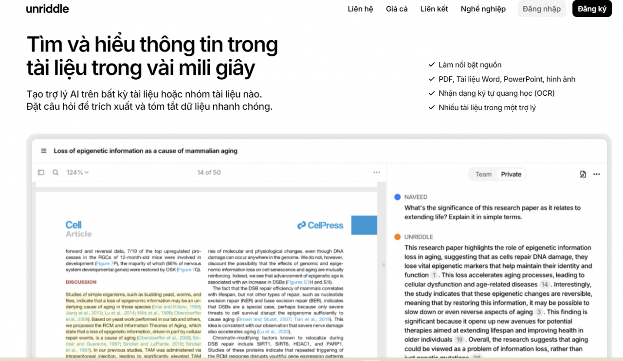 Đặc điểm nổi bật của Unriddle AI