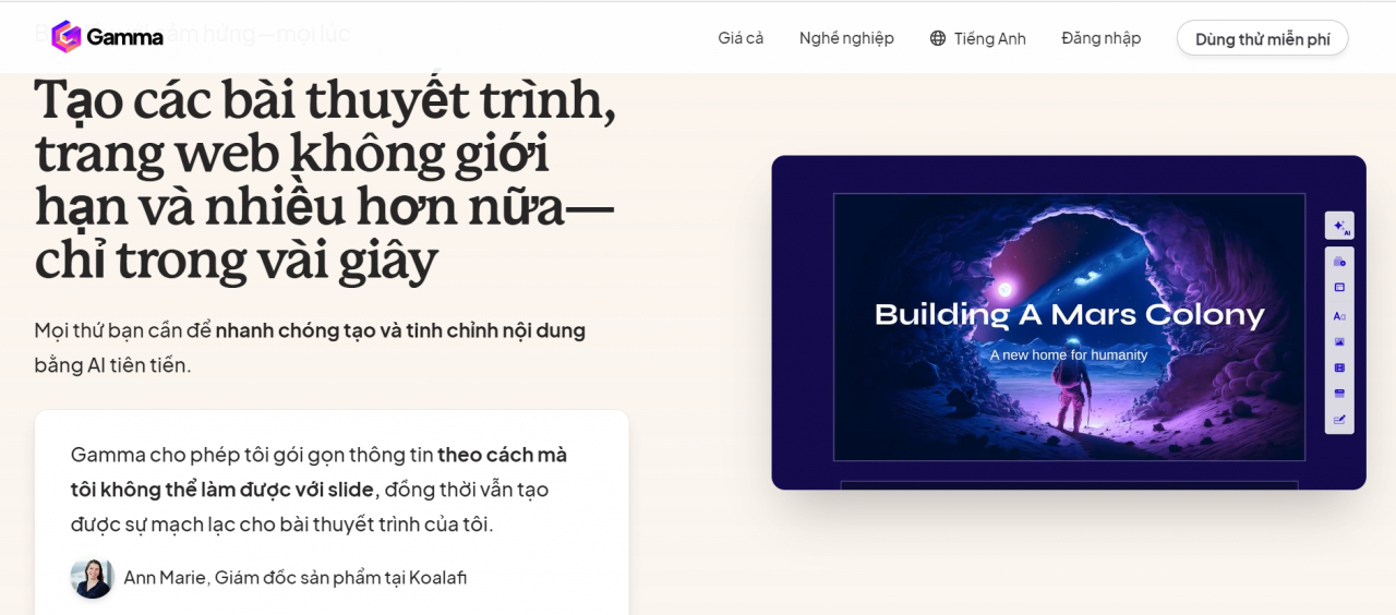 Điểm nổi bật của Gamma AI