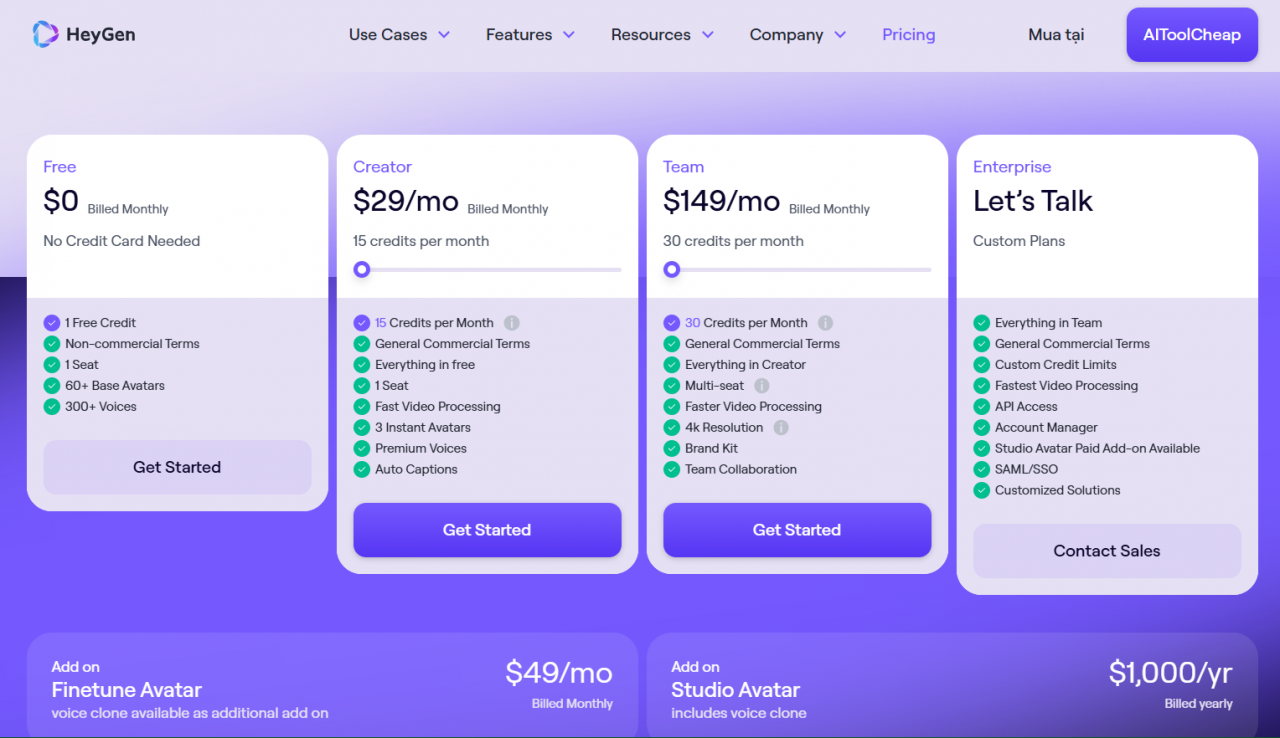 Mua Heygen AI giá rẻ tại aitoolcheap