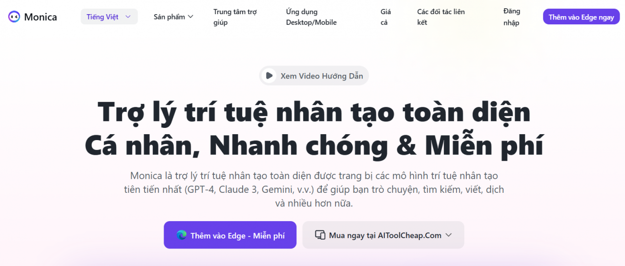 Tài khoản Monica AI Trợ lý trí tuệ nhân tạo toàn diện