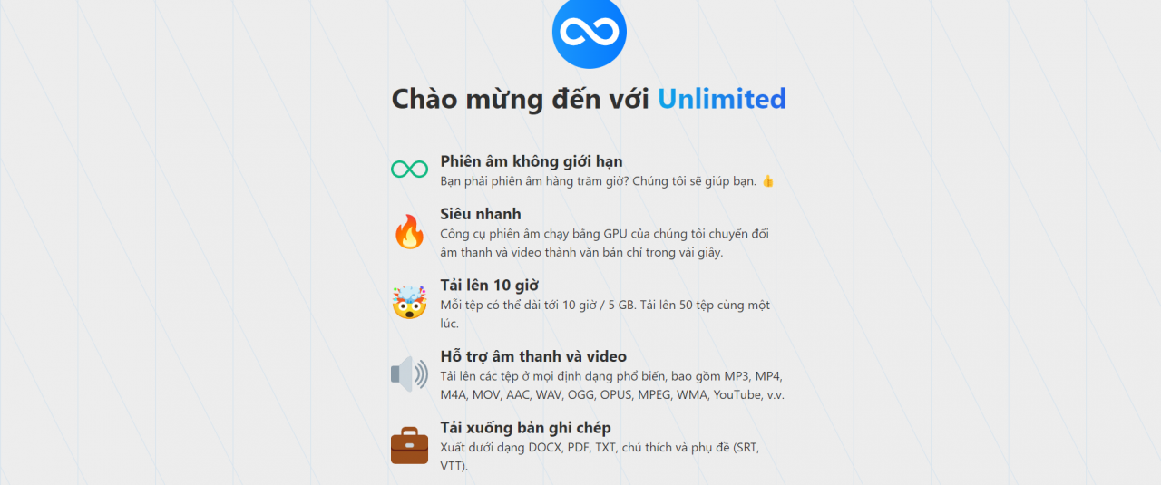 Tính năng nổi bật của TurboScribe AI
