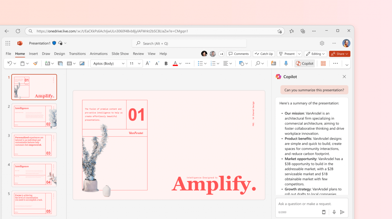 Tóm tắt và tạo bố cục slide powerpoint với copilot pro